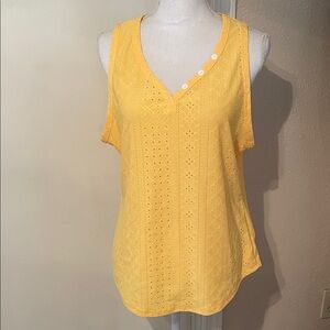 “Shein” Yellow Sleeveless Eyelet Top!